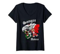 Womens Sangre Azteca Mexico Patriotic Mexicans Roots Chicanos V-Neck T-Shirt