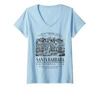 Women's Santa Barbara: Where Mountains Meet Ocean and History V-Neck T-Shirt