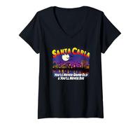 Womens Santa Carla pier CA Tourist pop Culture Bats Moon Vampires V-Neck T-Shirt