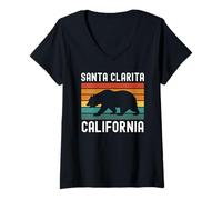 Womens Santa Clarita California Bear Retro 661 Santa Clara River V-Neck T-Shirt