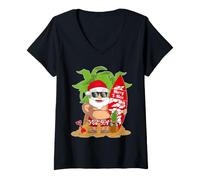 Women's Santa Clause I Summer Vacation I Christmas in July V-Neck T-Shirt