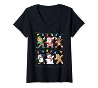 Womens Santa Elves Reindeer Snowman Christmas V-Neck T-Shirt