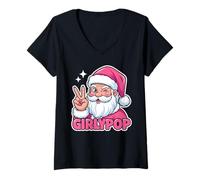 Womens Santa Girly Pop, Trendy Slaying Queen Christmas V-Neck T-Shirt