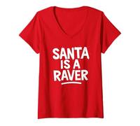 Womens Santa is a Raver Christmas Rave dj EDM House Music ravers V-Neck T-Shirt