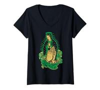 Womens Santa María de Guadalupe, Patrona de México, La Guadalupana V-Neck T-Shirt