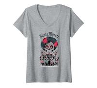 Women's Santa Muerte Spiritual Folk Saint V-Neck T-Shirt