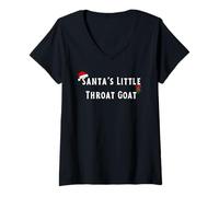 Womens Santa's Little Throat Goat -Sexy for Couples V-Neck T-Shirt