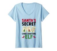 Womens Santa's Secret Card Crafting Elf - Card Making Christmas V-Neck T-Shirt