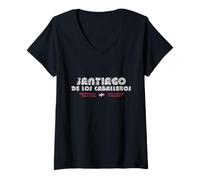 Womens Santiago de los Caballeros DR 70s 80s Retro Type Graphic V-Neck T-Shirt