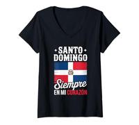 Womens Santo Domingo Siempre En Mi Corazon Souvenirs Native Country V-Neck T-Shirt