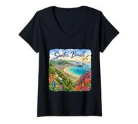 Women's Santos Brazil Cruise Port Destination Gardens V-Neck T-Shirt