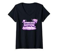 Women's Sapnification Nation Funny Soap Making Cold Process Shirt V-Neck T-Shirt