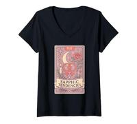 Womens Sapphic Tendencies Femme Lesbian Subtle WLW LGBT Pride Month V-Neck T-Shirt