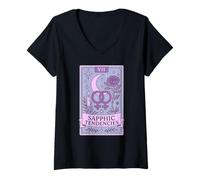 Womens Sapphic Tendencies Femme Lesbian Subtle WLW LGBT Pride Month V-Neck T-Shirt