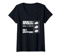 Womens Sapporo Snowy City - Japan Anime Aesthetic Kawaii Vaporwave V-Neck T-Shirt