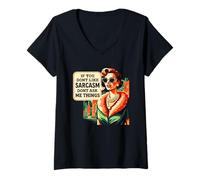 Women's Sarcasm Dont Ask Me Things Retro Sassy Woman Quote V-Neck T-Shirt