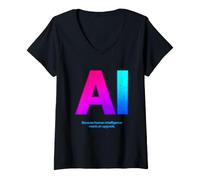 Women's Sarcastic AI Saying Because Human Intelligence Needs Upgrade V-Neck T-Shirt