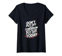 Womens Sarcastic Anti-Motivation Grunge Procrastination Meme V-Neck T-Shirt
