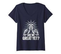 Womens Sarcastic are WE Great Yet Liberty Democracy Empower V-Neck T-Shirt