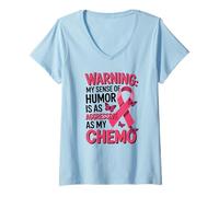 Womens Sarcastic Breast Cancer Fighter Pink Ribbon Chemo Humor V-Neck T-Shirt