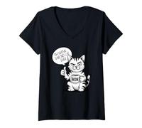 Women's Sarcastic Cat Coffee Mug Oh Wow Said No Cat Ever V-Neck T-Shirt