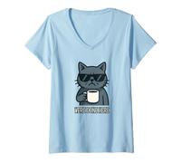 Women's Sarcastic Cat We're Done Here Fed Up Loner Kitten V-Neck T-Shirt