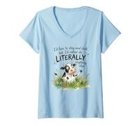 Women's Sarcastic Cow Literally Anything Else Funny Saying V-Neck T-Shirt