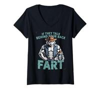 Womens Sarcastic Cowboy Wolf Saying If They Talk Fart Women Men V-Neck T-Shirt
