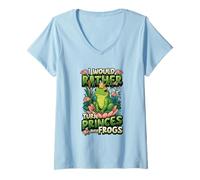 Womens Sarcastic Frog Lover Funny Frog Crown Turn Princes Into Frog V-Neck T-Shirt
