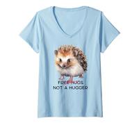 Womens Sarcastic Hedgehog No Hugs Not a Hugger Spikey Animal Women V-Neck T-Shirt