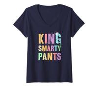 Womens Sarcastic King Smarty Pants Birthday Boy STEM College V-Neck T-Shirt