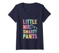 Womens Sarcastic Little MR Smarty Pants Boy Kindergarten Preschool V-Neck T-Shirt