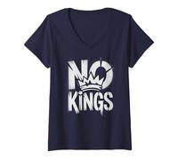 Womens Sarcastic NO Kings Support Empower Campaign Justice Sarcasm V-Neck T-Shirt