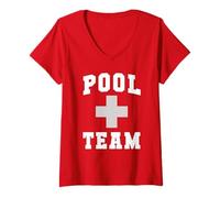 Womens Sarcastic Pool Team Beach Trip Lifeguards Swim EMT EMS V-Neck T-Shirt