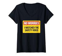 Womens Sarcastic Saying No Worries Watched The Safety Video Dad HR V-Neck T-Shirt