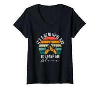 Womens Sarcastic Shy Person, It's A Beautiful Day To Leave Me Alone V-Neck T-Shirt