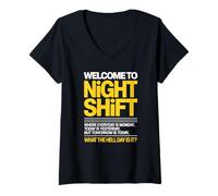 Women's Sarcastic Third Shift Routine for Tired Warehouse Staff V-Neck T-Shirt