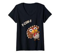 Womens Sarcastic Turkey F-CAW-F Thanksgiving Gag Raven Not Today V-Neck T-Shirt