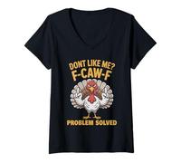 Womens Sarcastic Turkey F-CAW-F Thanksgiving Humor Raven I'm Fluent V-Neck T-Shirt