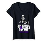 Women's Sarcoidosis SARC Warrior of Course It's Flare Day V-Neck T-Shirt
