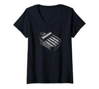 Women's Sardines in Olive Oil Vintage Canned Fish Tin V-Neck T-Shirt
