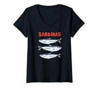 Womens Sardines In Spanish V-Neck T-Shirt