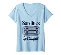 Womens Sardines Portugal Tshirt Tinned Fish Retro Men Women Vintage V-Neck T-Shirt