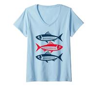 Women's Sardines Sardine Fish Sailor V-Neck T-Shirt