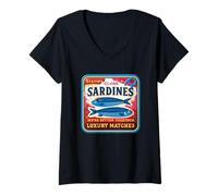 Womens Sardines Staying Close We're Better Together V-Neck T-Shirt