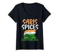 Womens Saris Spices and Everything Nice Indian V-Neck T-Shirt