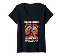 Womens Sasquatch Brewing Company Bigfoot Making That Beer Disappear V-Neck T-Shirt