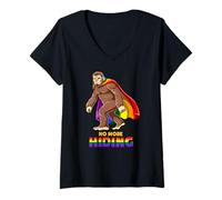 Womens Sasquatch Gay Bigfoot No More Hiding Pride V-Neck T-Shirt