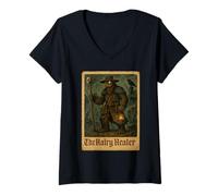 Womens Sasquatch Poster Shirt - Plague Doctor Bigfoot V-Neck T-Shirt