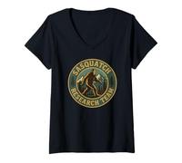 Womens Sasquatch Research Team Bigfoot Cryptic Graphic V-Neck T-Shirt